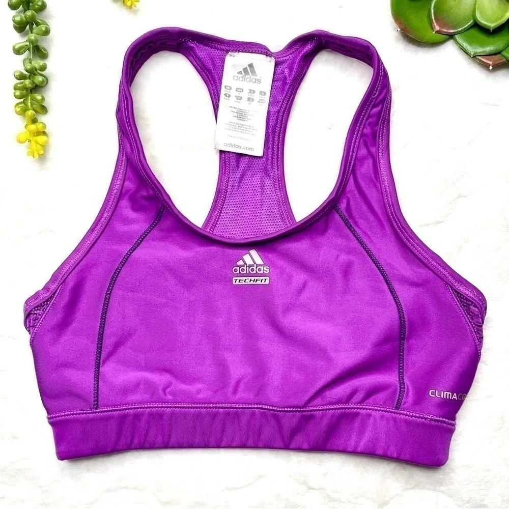 Adidas Climalite Techfit Snake Print Purple Cropped Leggings & Sports Bra Set